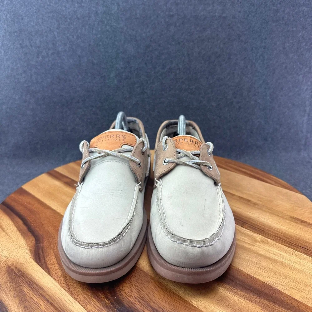 Sperry Top Sider Mako Collection Boat Shoes Mens Size 10 Oyster Taupe Leather
